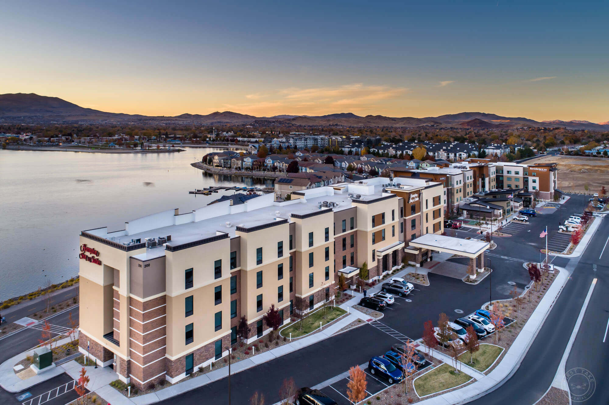 Aerial Video of Marriott Residence Inn & Hilton Hampton Inn, Sparks, Nevada